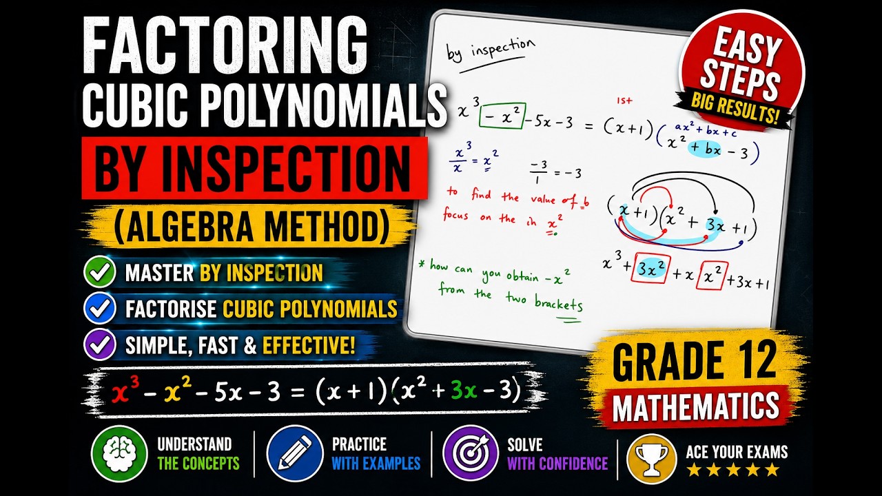 How To Do Inspectiton Math Mathematics Grade 12 Factorising Cubic Polynomials by Inspection ...