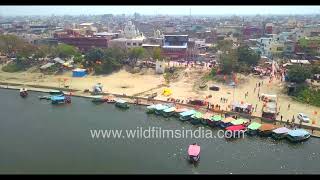 Is it even possible? A clean Yamuna river in aerial view at Vrindavan in Uttar Pradesh