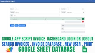 How to create invoice software with dashboard login or logout using googlesheet & appscript screenshot 4