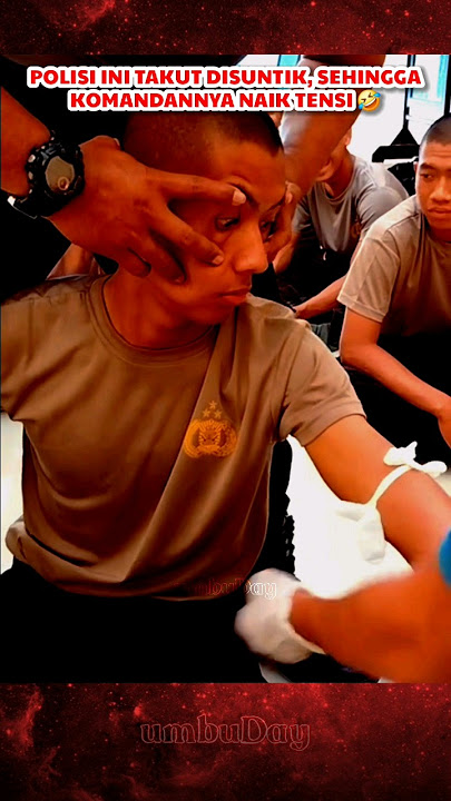Akibat takut disuntik, polisi ini dipaksa komandan plototin jarum suntik #polisi #polisilucu #tni