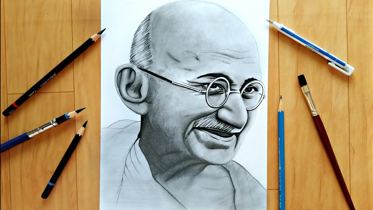 Gandhi ji sketch for jayanti banner Royalty Free Vector