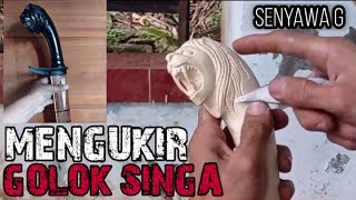 MEMBUAT GAGANG GOLOK SINGA | Carved lion blade's handle