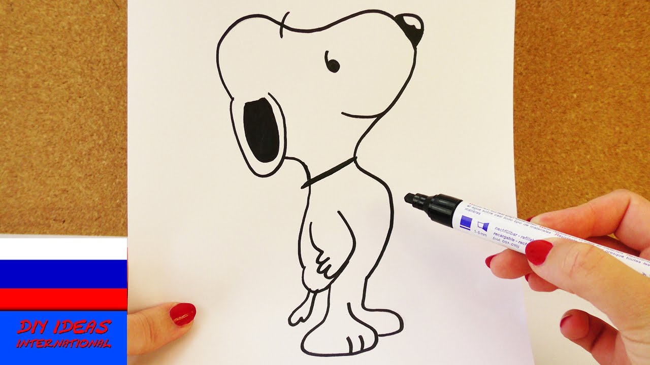 Как нарисовать собачку Снуппи поэтапное обьяснение попробуем вместе