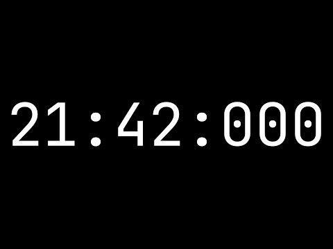 Countdown timer 21 minutes 42 seconds 21:42:000 White on black with milliseconds