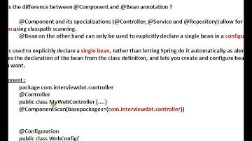 DIFFERENCE BETWEEN @COMPONENT AND @BEAN ANNOTATION