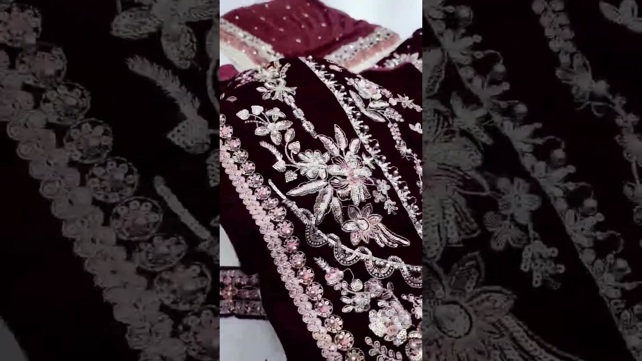 ANEELAS NEW MAROON VELVET PARTY WEAR