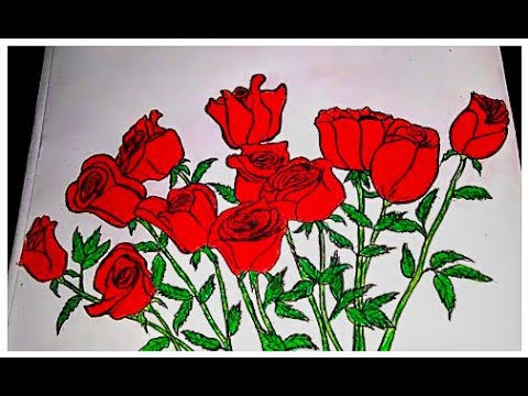 BELAJAR MENGGAMBAR #23 / Menggambar Lukisan Bunga Mawar ...