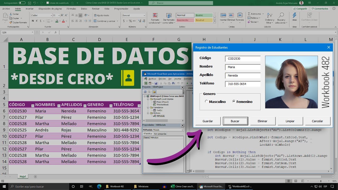 Como crear una base de datos en excel