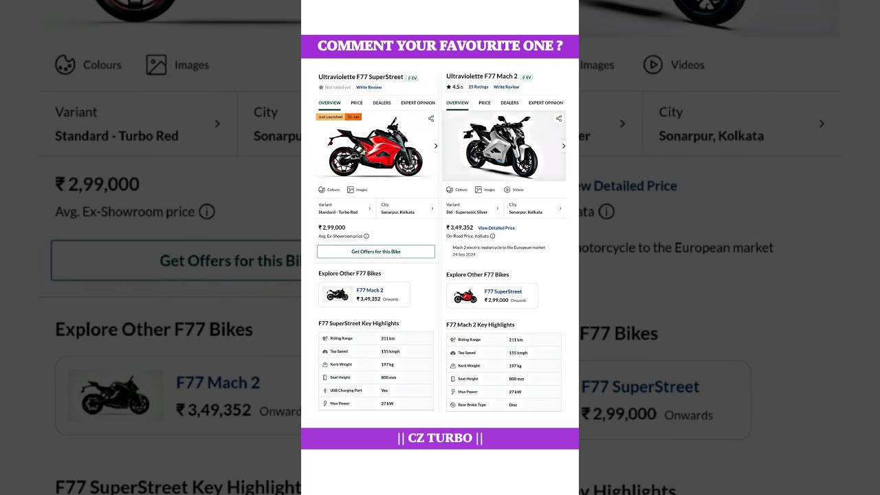 Ultraviolette F77 Super Street Vs Mach 2 Full Comparison Review