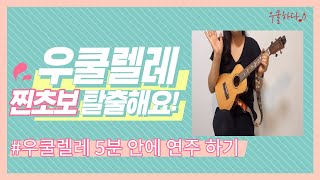 〔우쿨렐레 기초 레슨〕 5분안에 끝내는 우쿨렐레 쉬운곡/C코드 하나로 곰 세 마리 연주하기/우쿨렐레 초보 배우기 1탄♥