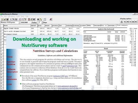 NutriSurvey Software for nutrition data analysis | Nutrition Assessment | Fundamentals