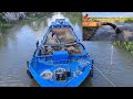 Xà lan bơm cát chuyến đầu vào công trình đường dài/Sand pump barge first trip to new construction