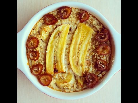 Baked banana oatmeal with dates