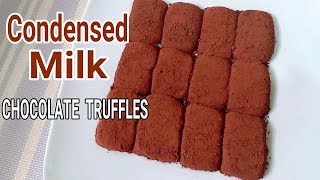 Condensed milk chocolate truffles ingredients 1 big can (387g) cup
cocoa powder extra powder, for dusting procedure 1. heat ...