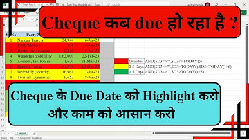 highlight the due date of Cheque in Excel