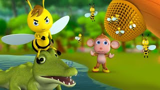 Honey Bee and Crocodile Story - मधुमक्खी का शहद और मगरमच्छ कहानी 3D Kids Moral Fairy Stories Tales