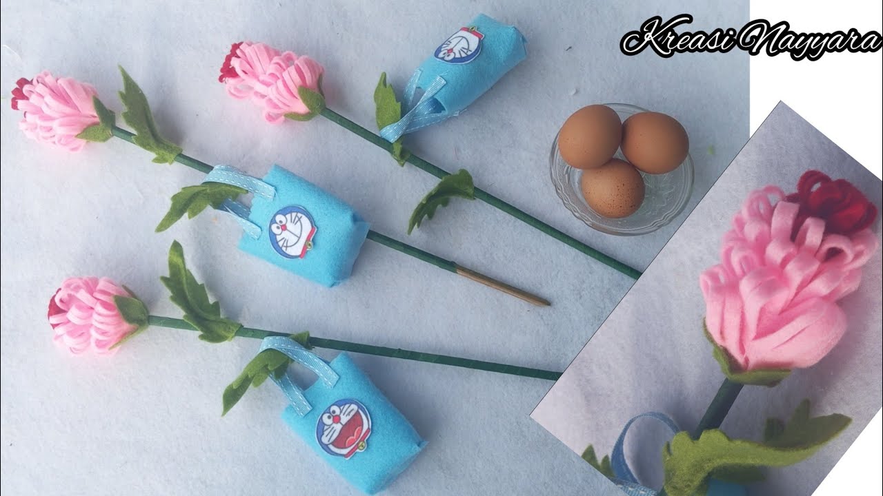 Cara Membuat Bunga Telur Hias Dari Kain Flanel Tanpa Di Jahit || Telur ...