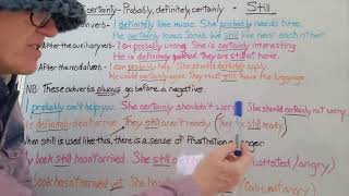 Adverbs of certainty, & still