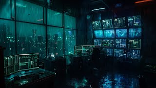 Midnight Trading Hub  Deep Focus  For Work  Dark Ambient Rain Room 2 Hours