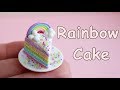 Miniature Rainbow Cake. Tutorial. DIY. Polymer clay. Handmade. Миниатюрный торт с радугой.