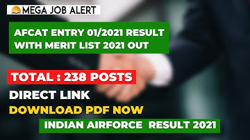 Indian Air Force AFCAT Entry 01/2021 Result With Merit List 2021 Out | Sarkari Result