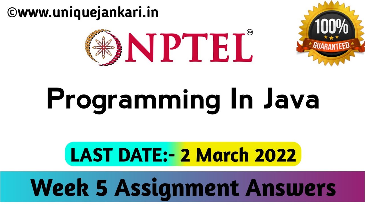 java nptel assignment answers 2022