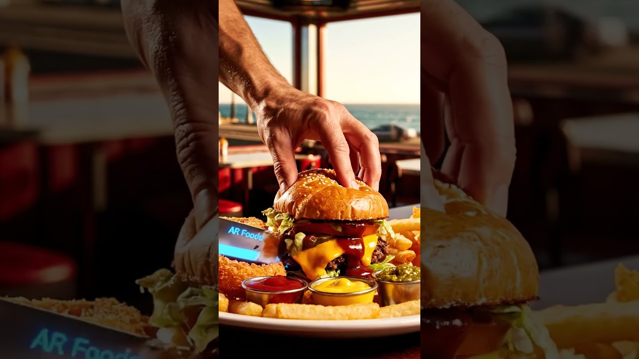 USA Classic Diner Burger 🍔🍟 | Double Cheeseburger, Fries & Retro Highway Diner Vibes 🌊