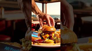 USA Classic Diner Burger Double Cheeseburger Fries Retro Highway Diner Vibes