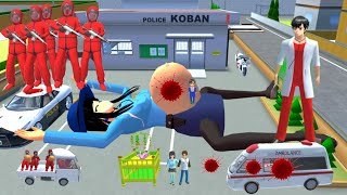 Pregnant Giant Police Attacked by Squid Game Characters 😱😂 #sakuraschoolsimulator 