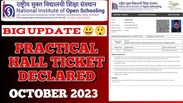 NIOS October 2023 Practical Hall Ticket Declared | How to download Practical Hall Ticket