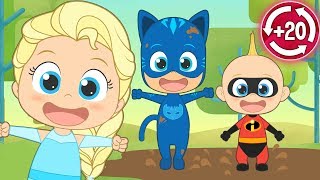 Five Little Babies Fun Song Version With The Incredibles Pj Masks Disney Princesses Ladybug