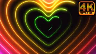 Neon Lights Love Heart Tunnel and Romantic Abstract Glow Particles 4K Moving Wallpaper Background