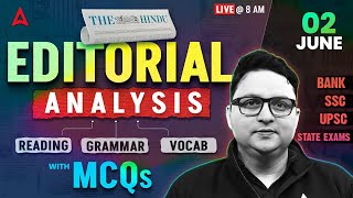 Editorial Analysis  2nd June 2026  Vocab Reading Grammar Mcqs  The Hindu Analysis