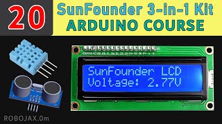 Lesson 20: Using LCD1602 with Arduino display temperature, voltage and distance | Robojax