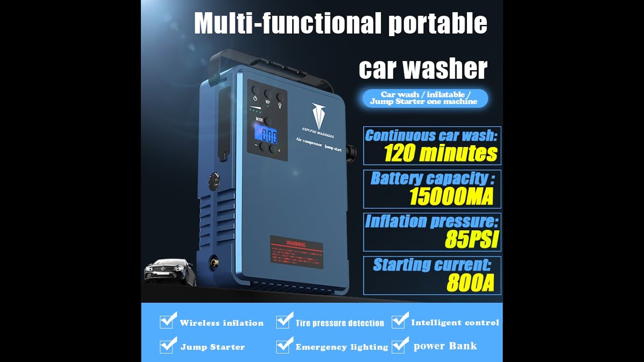 Car Jump Starter Air Pump Portable Air Compressor Multi Function