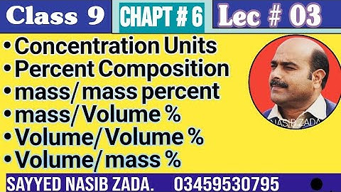 Percent composition | Concentration units| ways of expressing percent composition @NASIBZADASSS