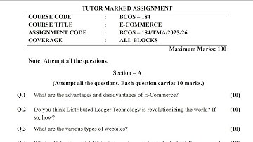 BCOS-184 BBA Solved Assignment 2025-2026| IGNOU BBA 3rd Semester Assignment Solution 2k25 Video