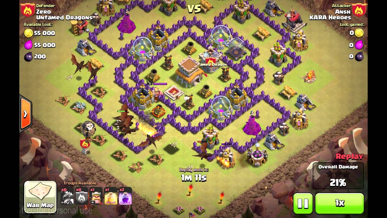 Clash of Clans Ansh attack 1 Untamed Dragons War 73