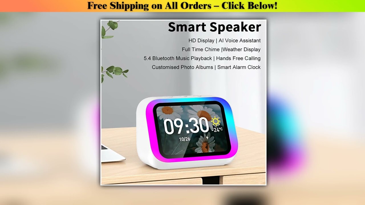 Smart Alarm Clock Bluetooth Speaker Weather Display Night Light Music Stories Player Photo Frame Pe
