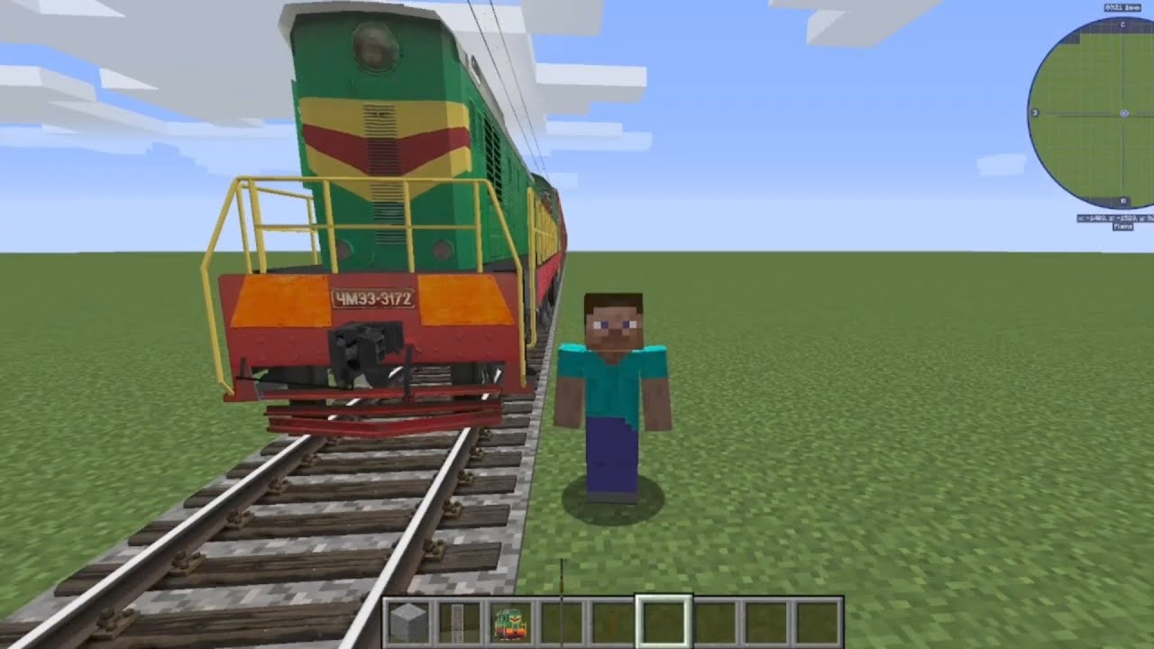 Еду на чмэ3 с товарным поездом в майнкрафте а потом пошëл обзор видео моего дома