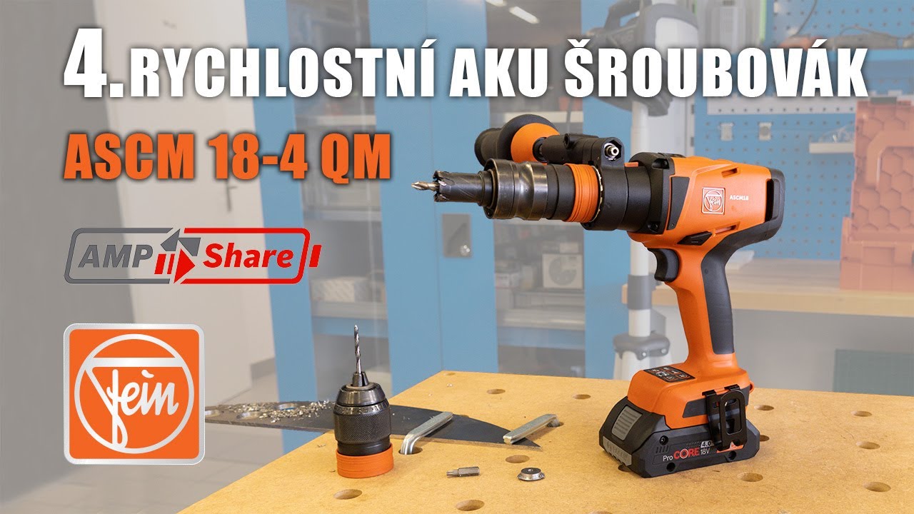 AKU vrtačka Fein ASCM 18-4 QM AS, 4-rychlosti, 2x4,0Ah, MIDI-SET