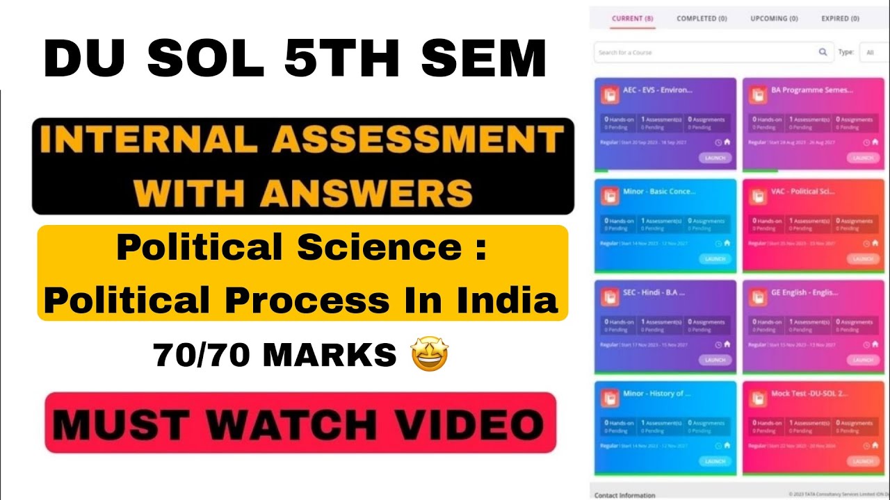 POLITICAL PROCESS IN INDIA | INTERNAL ASSESSMENT SOLUTIONS | DU SOL 5TH ...