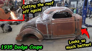 Cutting the roof off our 1935 Dodge Coupe again in the pursuit of coolness.