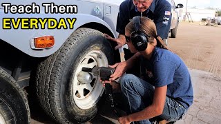 Teach Them Everyday - Changing Tires on the Horse Trailer Project