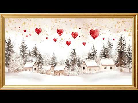 Winter's Tranquil Charm: 4K Art Series with Gentle Snow Animation | Gold Frame TV ART | 2 Hrs❄️🖼️