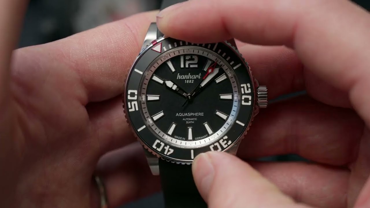 セ*ー様 AQUASPHEREのVパンサイズM AQUASPHERE Matte Black 42 mm, stainless steel - Hanhart
