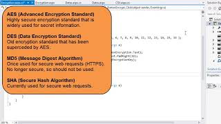 ASP.NET 4.5 Expert Skills Lesson 3-2: Encrypt data using the AES standard Profile