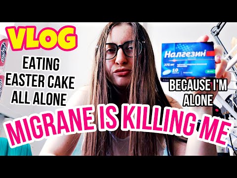 my migraine routine WITH ZVEZDOCHKA. MIGRANE IS KILLING ME, eating EASTER cake alone. GROCERY HAUL
