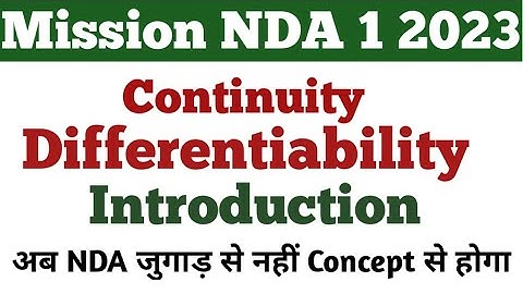 NDA 1 2023 || NDA Mathematics || Continuity and Differentiabily || Introduction