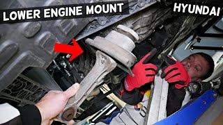 LOWER ENGINE MOUNT, TORQUE STRUT MOUNT REPLACEMENT REMOVAL ON HYUNDAI SONATA ELANTRA SANTA FE TUCSON